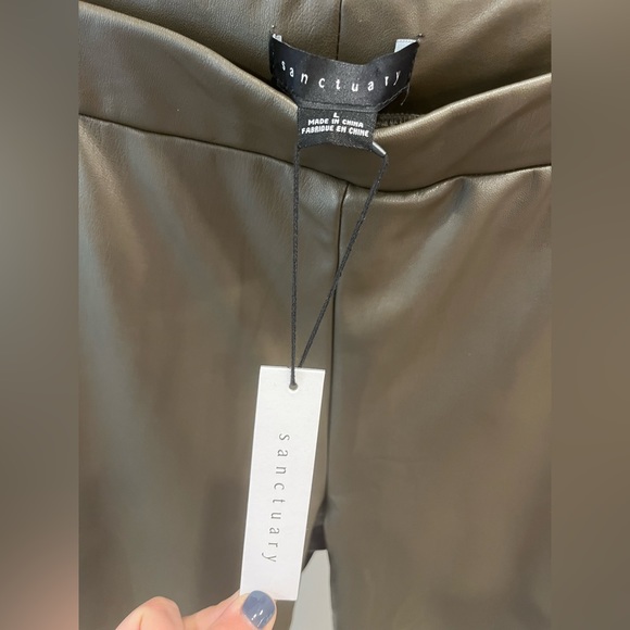 Sanctuary Clothing Leather Like Carnaby Kick Crop Pant Olive Oil - Picture 2 of 4